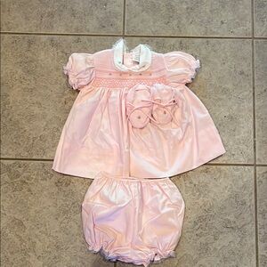 Pink Baby Dress Set including booties